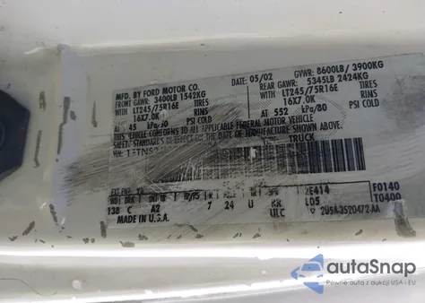 2002 Ford E-250 Commercial/Recreational z USA, uszkodzony, nr VIN 1FTNS24L12HB40806